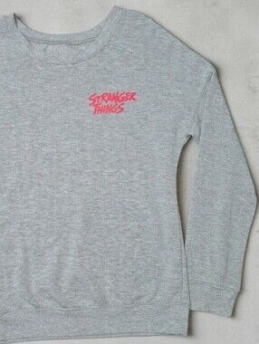 Stranger Things Lisenced Womens Size Medium Crew Neck Sweatshirt Light Grey